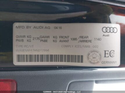 WAUENAF47HN017994 2017 AUDI