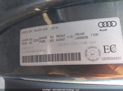 WAUP4AF58KA048142 2019 AUDI