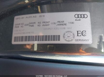 WAUP4AF58KA048142 2019 AUDI