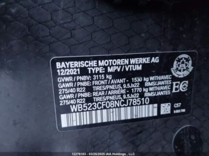 WB523CF08NCJ78510 2022 BMW