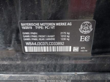 WBA4J3C07LCD33892 2020 BMW