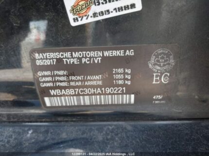 WBA8B7C30HA190221 2017 BMW