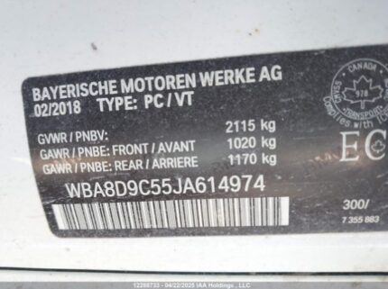 WBA8D9C55JA614974 2018 BMW