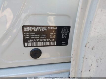 WBAFV3C5XGD678749 2016 BMW