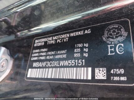 WBAHF3C0XLWW55151 2020 BMW