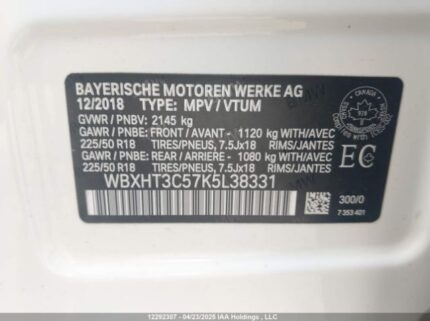 WBXHT3C57K5L38331 2019 BMW