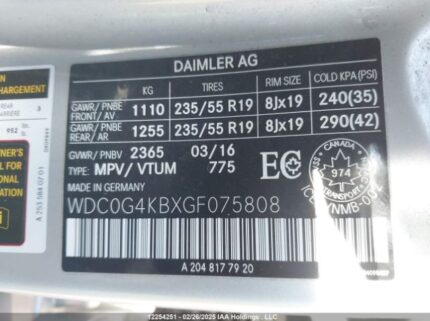 WDC0G4KBXGF075808 2016 MERCEDES-BENZ