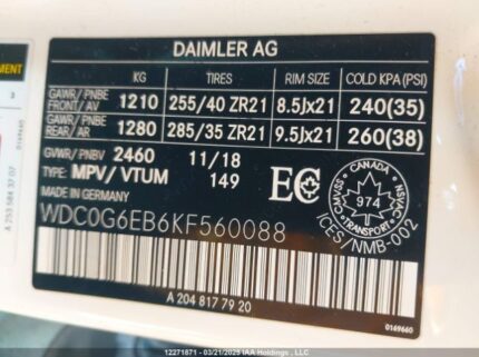 WDC0G6EB6KF560088 2019 MERCEDES-BENZ