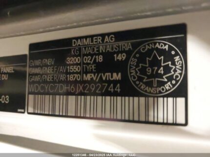 WDCYC7DH6JX292744 2018 MERCEDES-BENZ