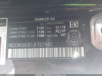 WDDWJ6EB1JF707942 2018 MERCEDES-BENZ