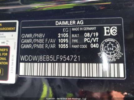 WDDWJ8EB5LF954721 2020 MERCEDES-BENZ
