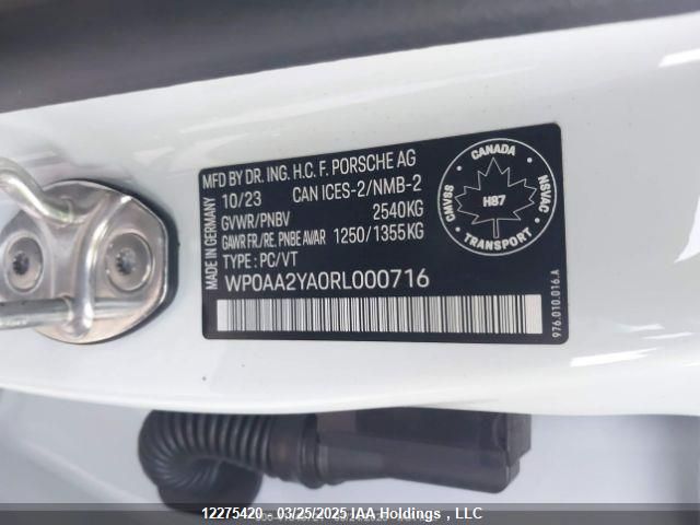 WP0AA2YA0RL000716 2024 PORSCHE