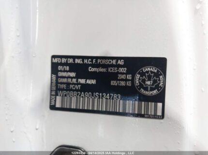 WP0BB2A90JS134783 2018 PORSCHE