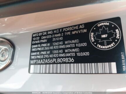 WP1AA2A56PLB09836 2023 PORSCHE