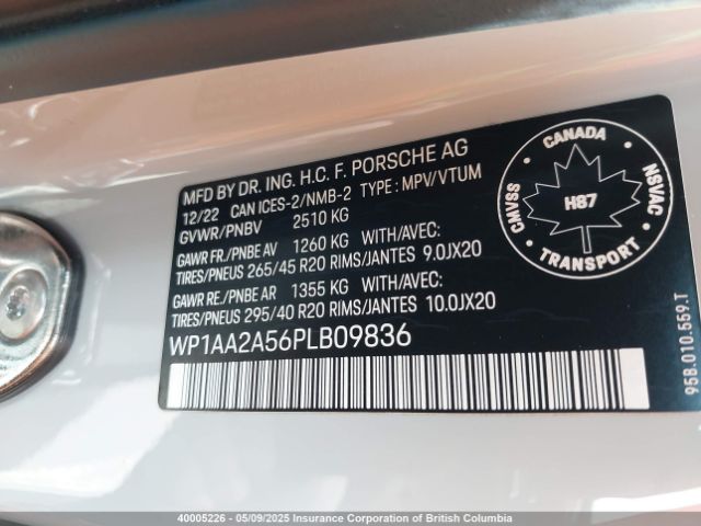 WP1AA2A56PLB09836 2023 PORSCHE