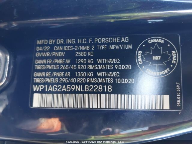 WP1AG2A59NLB22818 2022 PORSCHE