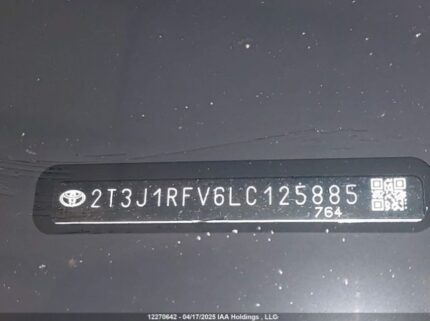 2T3J1RFV6LC125885 2020 TOYOTA