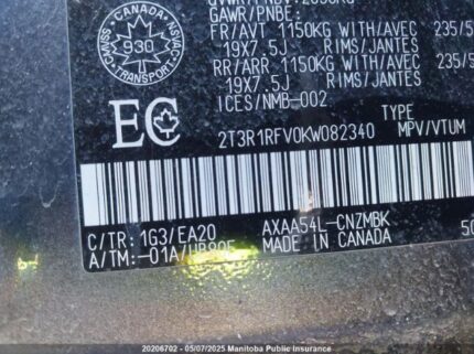 2T3R1RFV0KW082340 2019 TOYOTA