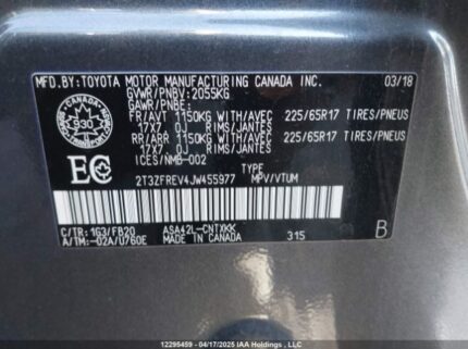 2T3ZFREV4JW455977 2018 TOYOTA