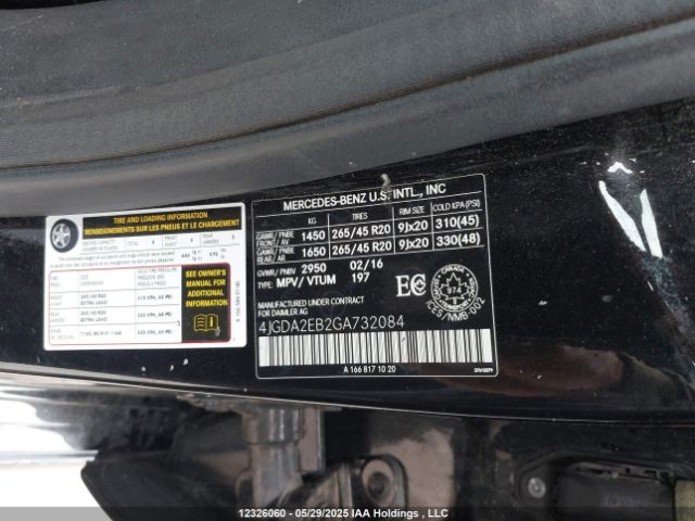 4JGDA2EB2GA732084 2016 MERCEDES-BENZ