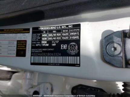 4JGDA6EB2JB063324 2018 MERCEDES-BENZ