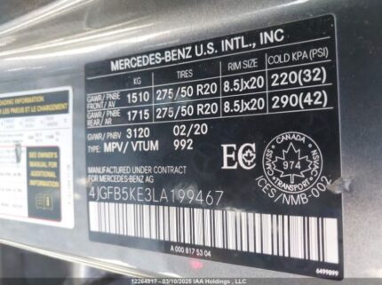 4JGFB5KE3LA199467 2020 MERCEDES-BENZ