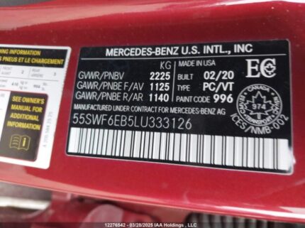 55SWF6EB5LU333126 2020 MERCEDES-BENZ