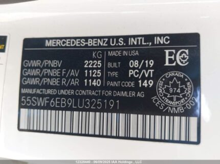 55SWF6EB9LU325191 2020 MERCEDES-BENZ