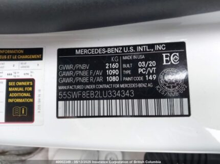 55SWF8EB2LU334343 2020 MERCEDES-BENZ