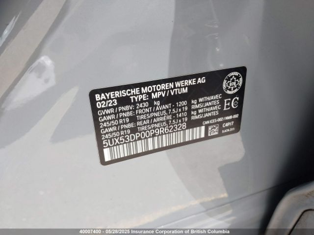 5UX53DP00P9R62328 2023 BMW