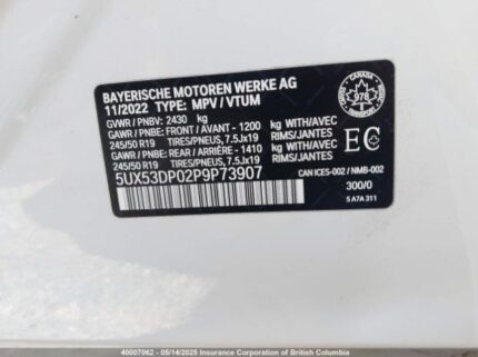 5UX53DP02P9P73907 2023 BMW