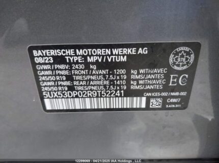 5UX53DP02R9T52241 2024 BMW