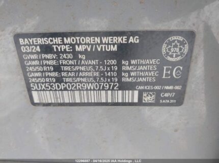 5UX53DP02R9W07972 2024 BMW