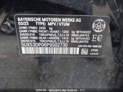 5UX53DP06P9S02730 2023 BMW