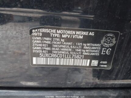 5UXCR6C01LLL75821 2020 BMW