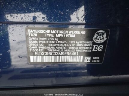 5UXCR6C03M9E95461 2021 BMW