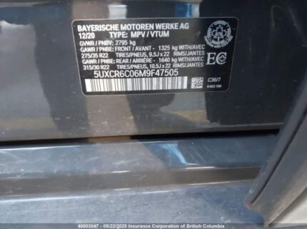 5UXCR6C06M9F47505 2021 BMW