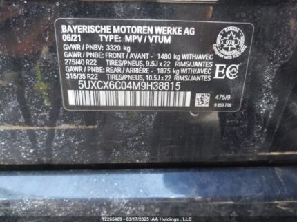 5UXCX6C04M9H38815 2021 BMW