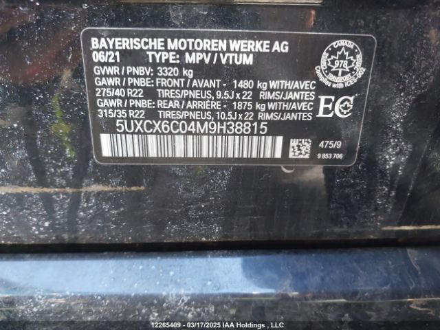 5UXCX6C04M9H38815 2021 BMW