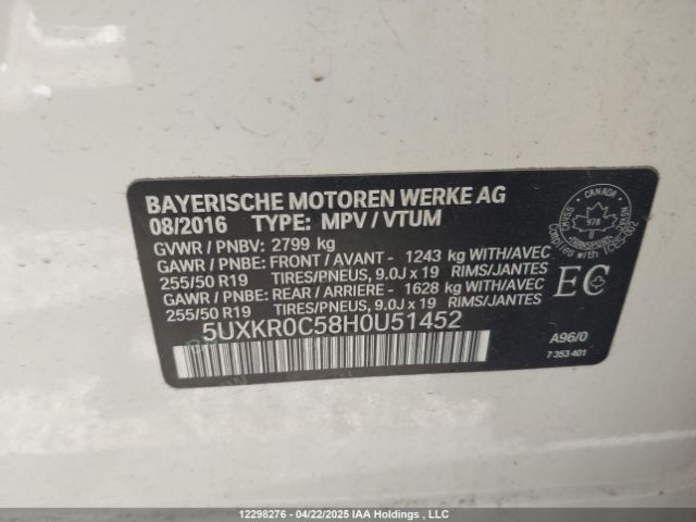 5UXKR0C58H0U51452 2017 BMW