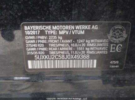 5UXKU2C58J0X49368 2018 BMW