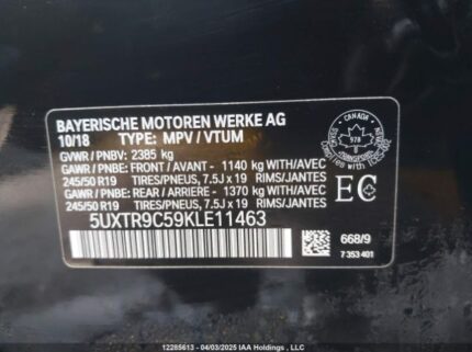 5UXTR9C59KLE11463 2019 BMW