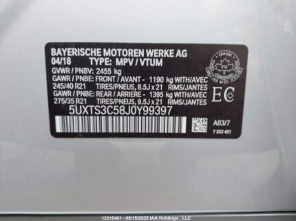 5UXTS3C58J0Y99397 2018 BMW