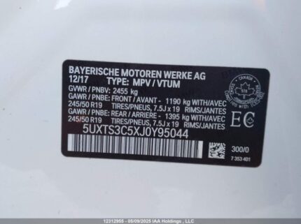 5UXTS3C5XJ0Y95044 2018 BMW