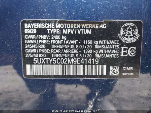 5UXTY5C02M9E41419 2021 BMW
