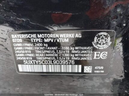5UXTY5C03L9D39576 2020 BMW
