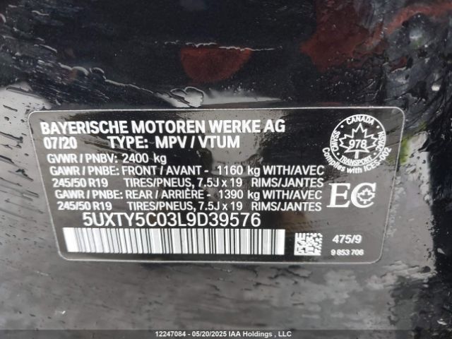 5UXTY5C03L9D39576 2020 BMW