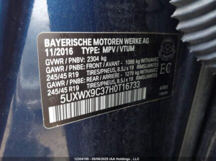 5UXWX9C37H0T16733 2017 BMW