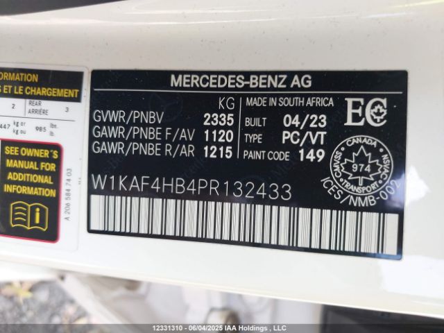 W1KAF4HB4PR132433 2023 MERCEDES-BENZ
