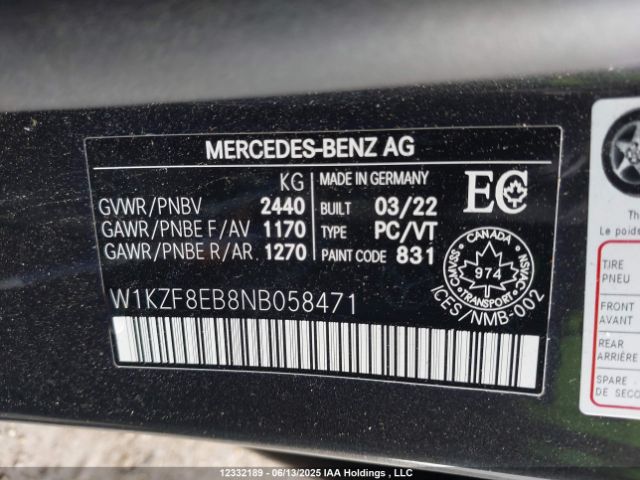 W1KZF8EB8NB058471 2022 MERCEDES-BENZ